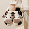 ComfyCuddles ™ Cartoon Cow Warm Plush Slippers